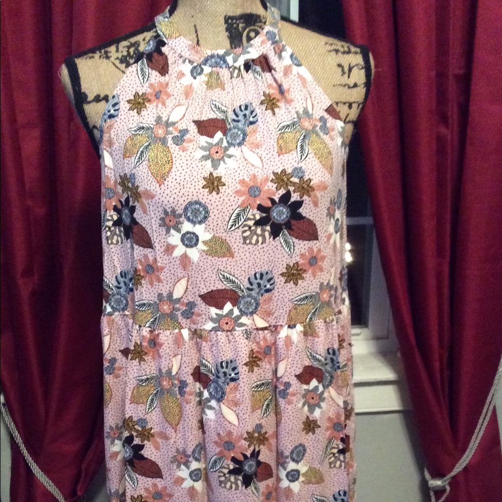 NWT Woman’s LOFT Pink Sleeveless Floral Dress Sz M